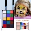 Peinture corporelle, 15 couleurs Palette de peinture non toxique pour le visage Palette de maquillage professionnelle de pein