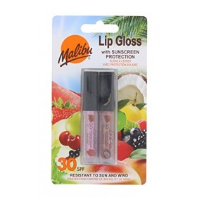 Gloss à lèvres Malibu SPF 30 à saveur de noix de coco et de fraise, 2 pièces