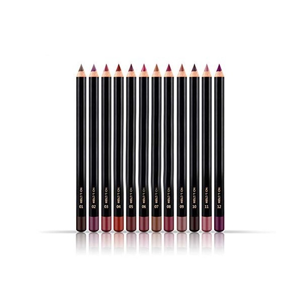 12pcs / Set Lip Liner Pen, Professiona Rouge À Lèvres Stylo Étanche Longue Durée Lip Liner Crayon Lipliner Stylo Maquillage C