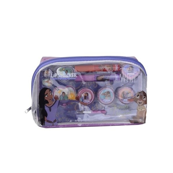 Lip Smacker Wish Essential Makeup Bag, Sac pour Enfants Inspiré Disney Wish avec Gloss à Lèvres, Crèmes, Accessoires et Appli