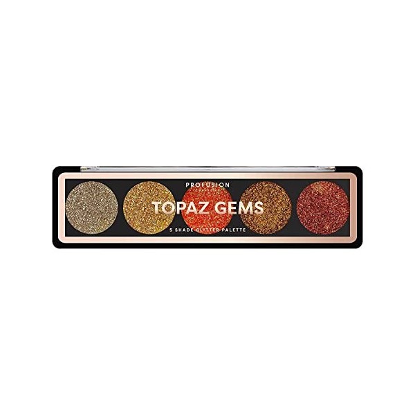 Palette de fards à paupières pailletés Profusion Cosmetics - 5 teintes Topaz Gems