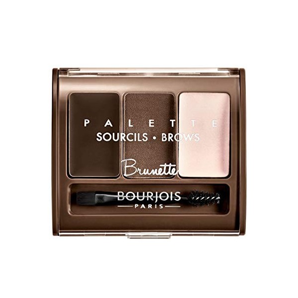 Bourjois - Palette Sourcils Brow Palette - Contouring 3 en 1 - Sculpte colore et illumine - Longue tenue - 02 Brunette 4,5gr