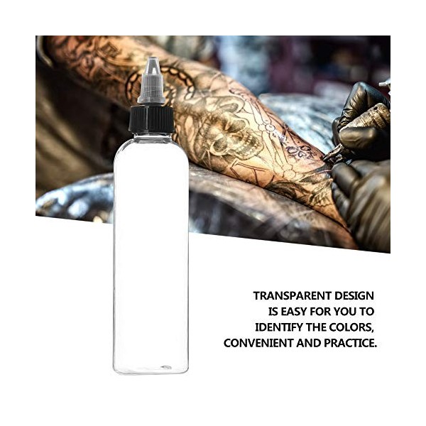 Bouteille liquide vide de 120ml, outils en plastique transparents de colorant accessoire dencre de tatouage