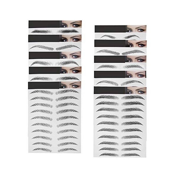 10 Feuilles Autocollants Écologiques de Sourcils Imitation Brun 6D Imitation Cheveux Imperméables