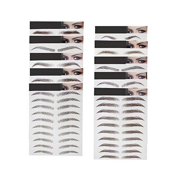 10 Feuilles Autocollants Écologiques de Sourcils Imitation Brun 6D Imitation Cheveux Imperméables