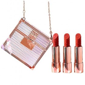 rouge à lèvres mat velours - Rouge à lèvres mat hydratant antiadhésif avec pochette à chaîne glamour - rouge à lèvres en cuir