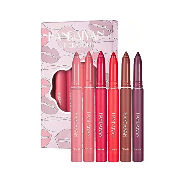 12 Color HANDAIYAN Rotating Sharpenable Matte Lipstick Pencils, Crayons de rouge à lèvres mats aiguisables rotatifs, Crayon À