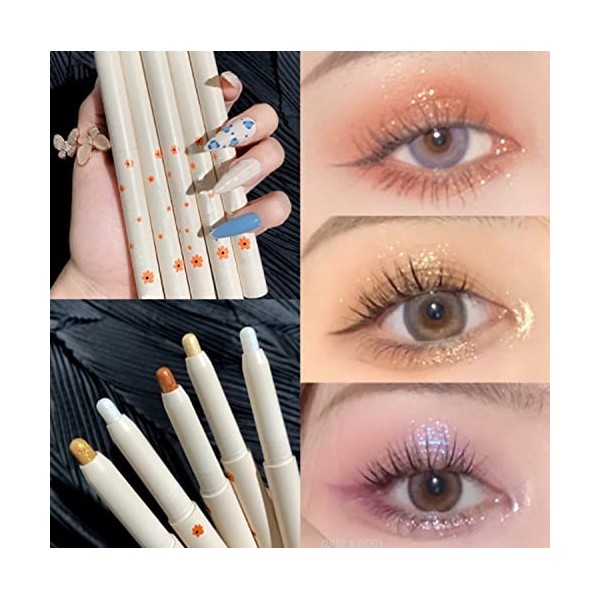 5pcs Glitter Eyeshadow Stick Eye Makeup, 2 in 1 Glitter Eyeshadow Stick, Long Lasting Shimmer Sparkling Eye Shadow Pen, Shimm