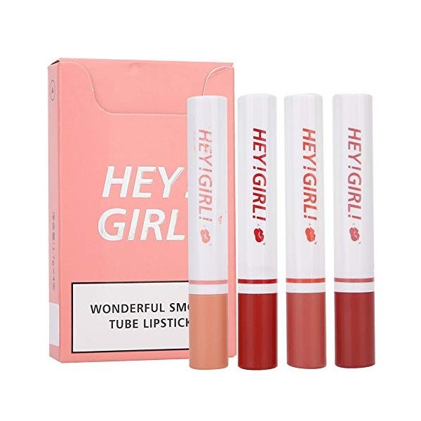 4pcs/set Lipstick Set - Cigarette Shape Matte Long Lasting Easy to Colour Non-Sticky Unfading Lip Gloss Makeup Cosmetic pour 