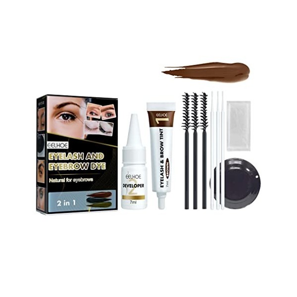 Eyebrow And Eyelash Color Kit , 2 In 1 Semi-permanent Brow & Lash Color D-y-e Makeup At Home , Does Not Fade , Sweat And Do N