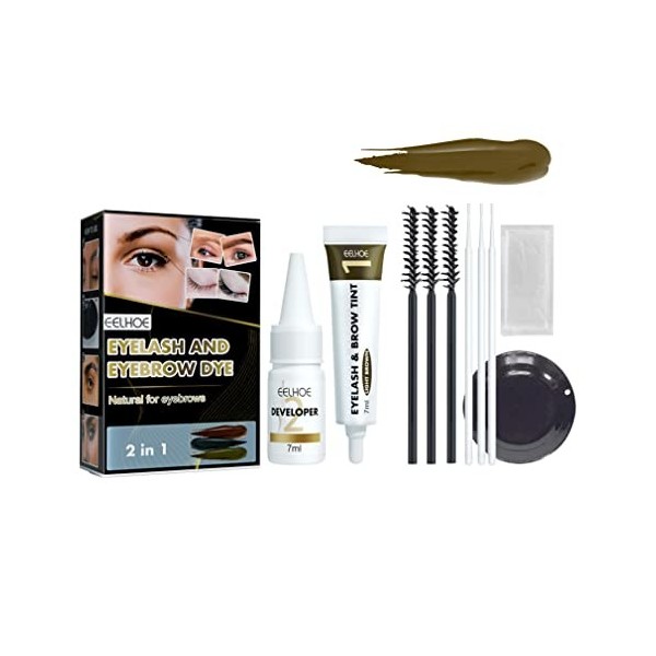 Eyebrow And Eyelash Color Kit , 2 In 1 Semi-permanent Brow & Lash Color D-y-e Makeup At Home , Does Not Fade , Sweat And Do N