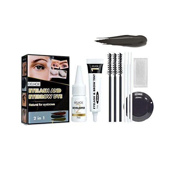 Eyebrow And Eyelash Color Kit , 2 In 1 Semi-permanent Brow & Lash Color D-y-e Makeup At Home , Does Not Fade , Sweat And Do N