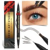 iMethod Microblading Crayon à sourcils 2 en 1 à double extrémité avec applicateur à 3 dents et pointe pinceau précise pour cr