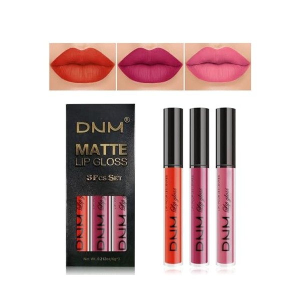 Desing Wish 3 Pièces Lot Rouge a Levre Mat Longue Tenue Rouge a Levre Nude Rose Rouges à Lèvres Sans Transfert Brillant à Lèv