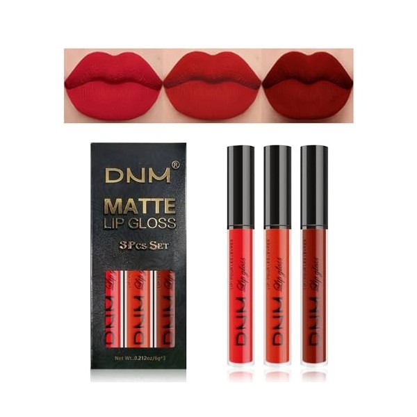 Desing Wish 3 Pièces Lot Rouge a Levre Mat Longue Tenue Rouge a Levre Nude Rose Rouges à Lèvres Sans Transfert Brillant à Lèv