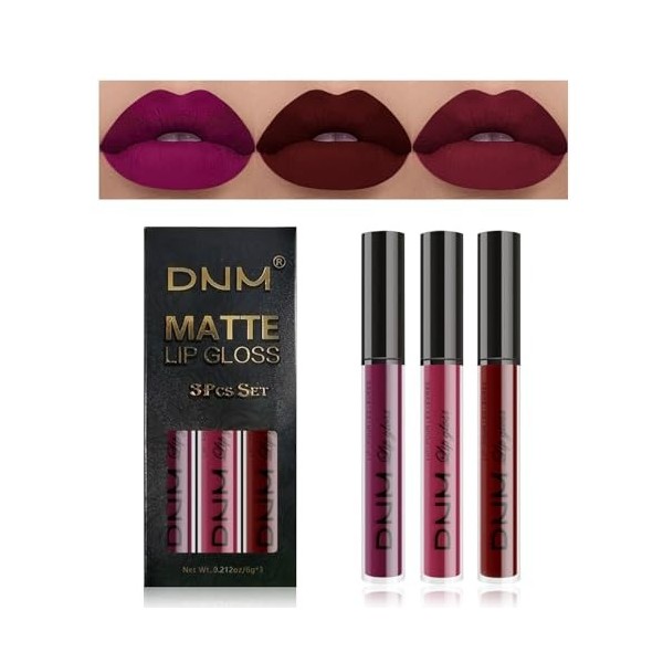 Desing Wish 3 Pièces Lot Rouge a Levre Mat Longue Tenue Rouge a Levre Nude Rose Rouges à Lèvres Sans Transfert Brillant à Lèv