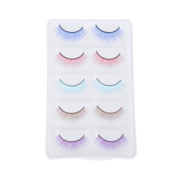 Beaupretty 5 Paires De Faux Cils De Couleur Faux Cils Cils Naturels Réutilisables Cils Vifs Naturels Fête DHalloween Faux Ci