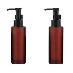 Lot de 2 flacons à pompe en verre dépoli ambré de 100 ml avec pompe noire pour cosmétiques, crème, lotion, conteneur de stock