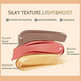 Gusengo 6 Pcs Bâton De Fard À Joues Liquide - Bâton Surligneur Crémeux 3 En 1, Contouring Stick, Contouring Visage Fard À Jou