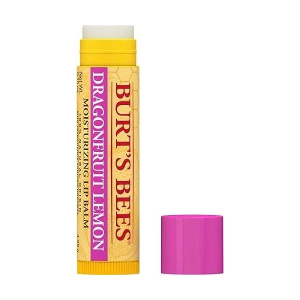 Baume à lèvres hydratant au citron et au fruit du dragon de Burts Bees pour un baume à lèvres unisexe de 0,15 oz