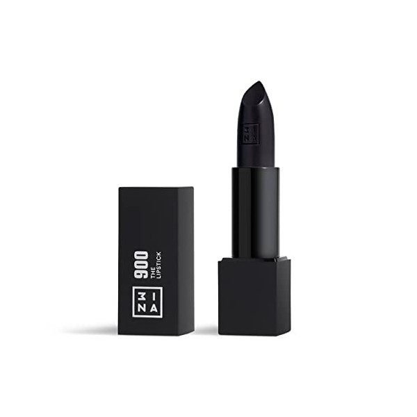 3INA MAKEUP - The Lipstick 900 - Noir Mat - Rouge à Lèvres Noir Mat avec Vitamin E et Beurre de Karité - Rouge à Lèvres Coule