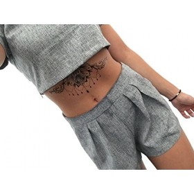 Rosie4 Lot de 4 feuilles de tatouages pour poitrine Motif bois du cul