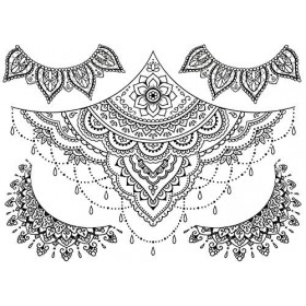 Lot de 4 feuilles de tatouages pour poitrine - Motifs fleurs de lotus