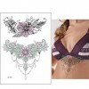 Lot de 6 feuilles de tatouages pour poitrine - Motif floral - Zoe 6