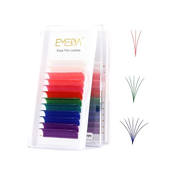 EMEDA 8 couleurs Extension Cils 13mm Blanc Pink Rose Rouge Vert Emeraude Bleu Violet Cils de Couleurs 0.07 D curl 3D 6D 8D 10