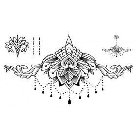 Lot de 4 feuilles de tatouages sur la poitrine - Motif bois de cerf - Roses et fleurs - BC4