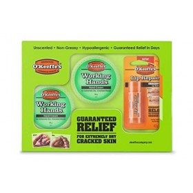 OKeeffes Working Hands & Lip Repair SET - 2x Lip Balm 1x Working Hands Tube/trockene, rissige, spröde Lippen/Hände