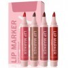 Colour Lip Marker-4Pcs Encre à Lèvres Liquide Mate, Waterproof No Transfert Rouge à lèvres,Tenue Longue Durée,Haut pigmenté,F