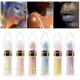 Surligneur Bâton Puff 6 Couleurs Fée Bâton Surligneur Poudre Paillette Visage Bombe Paillette Cheveux et Corps Paillettes Cor