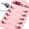 Aupalada Lot de faux cils naturels courts et transparents avec bande 1/2 œil de chat 3D Faux vison 3/4