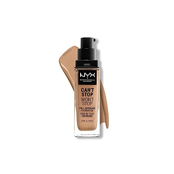 NYX Professional Makeup Fond de Teint Liquide Couvrant Tenue 24h Cant Stop Wont Stop, Waterproof, Fini Mat, Teinte : Neutra