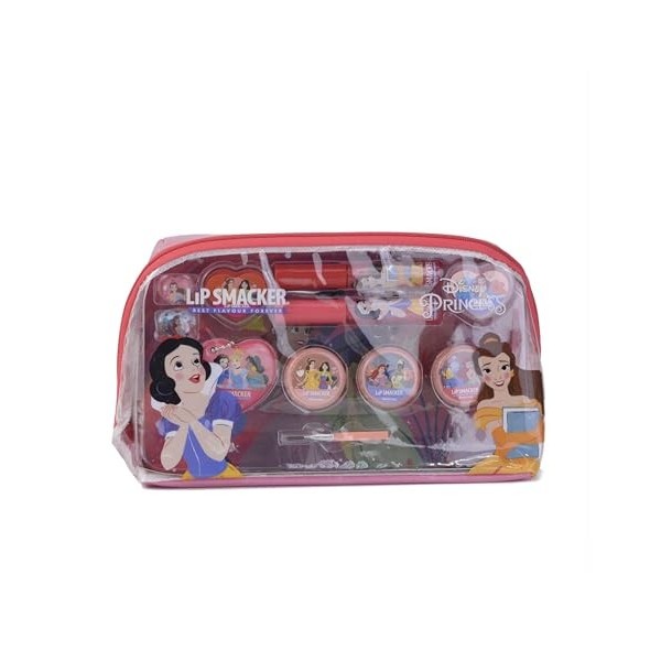 Lip Smacker Disney Princess Essential Makeup Bag, Ensemble Cadeau de Maquillage Coloré avec Brillants à Lèvres, Des Crèmes, D