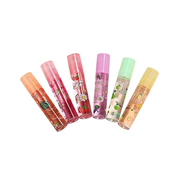 6 Pcs Fruity Roll On Lip Gloss,Brillant À Lèvres Rouge À Lèvres Hydratant Incolore,Huile À Lèvres Transparente,Repulpeur Hydr