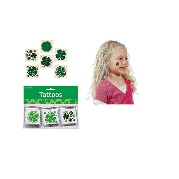 Beaupretty 72Pcs Tatouages ??Temporaires de La Saint-Patrick St. Patricks Day Tatouages ??Shamrock Trèfle Tatouages ??Irlanda