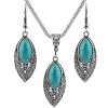 Turquoise Collier Boucles doreilles Ensemble Bohème Pendentif Costume Chaîne Western Bijoux pour Femmes Bleu C 