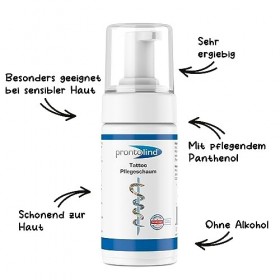 Prontolind Mousse de tatouage 100ml - soin optimal après les tatouages - prévient linflammation et maintient la brillance de