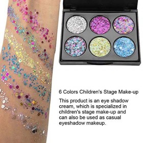 6 couleurs pour enfants maquillage de scène cosmétique paillettes pour les yeux fard à paupières yeux base maquillage paillet