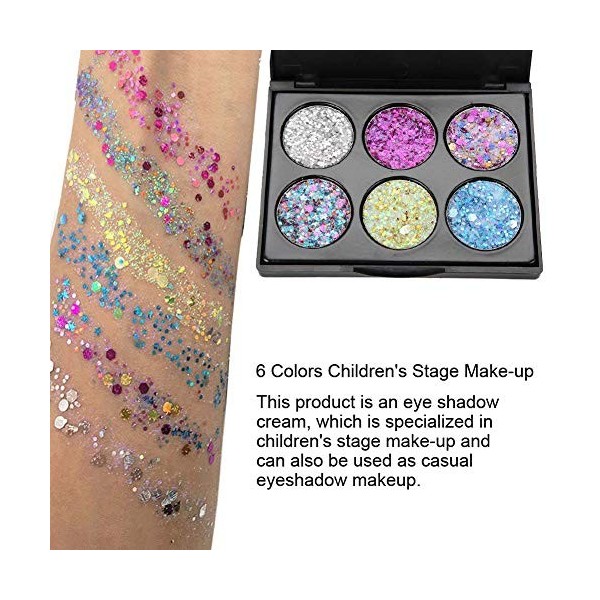 6 couleurs pour enfants maquillage de scène cosmétique paillettes pour les yeux fard à paupières yeux base maquillage paillet