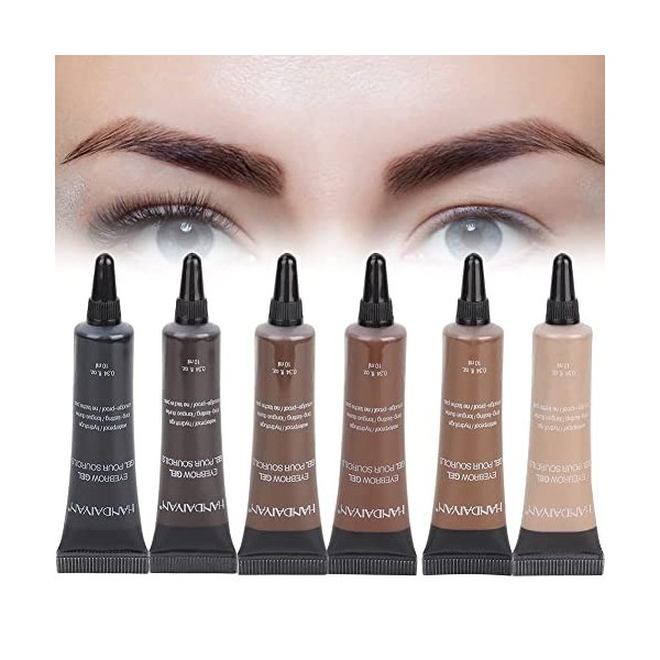 Crème pour les sourcils, 6 couleurs de gel pour les sourcils professionnel Teinture pour les sourcils imperméable au gel pour