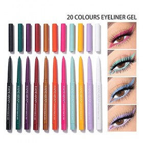 Bosixty Matte & Glitter Eyeliner Pencil Set 20 Couleurs Crayon Eyeliner Eye-Liner Waterproof, Anti-Sueur & Longue Durée, Haut