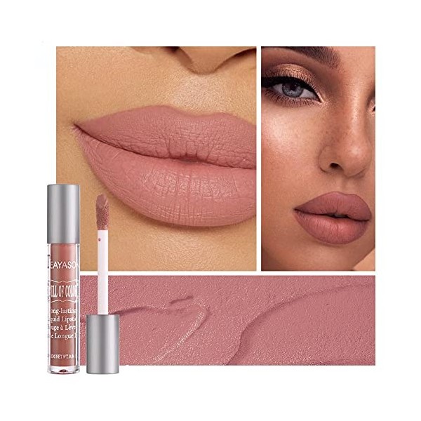 5Pcs Matte Liquid Lipstick Makeup Set Lip Kit, Lip Gloss Long Lasting Lipstick, Waterproof Velvet Lip Gloss Set, Nude Lipstic