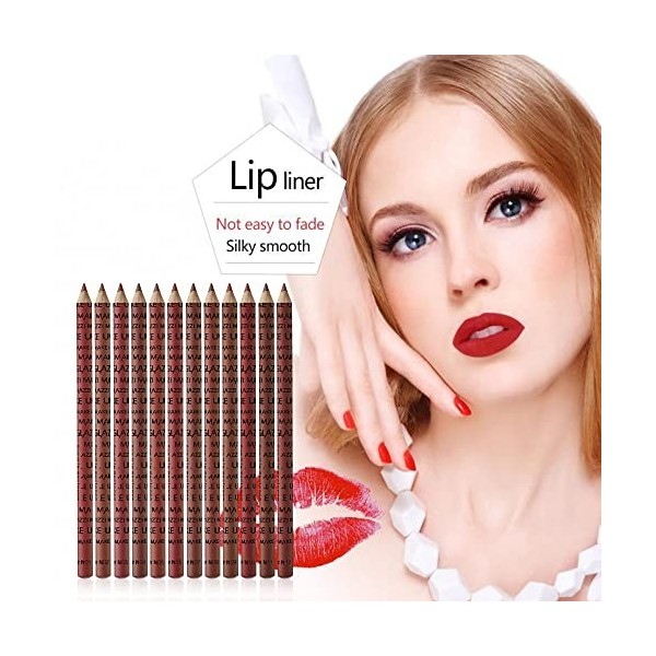 12pcs Etanche Lip Liner Multicolore Professionnel Imperméable Crayons A Levre Eye-liner Waterproof Lipliner Crayon Maquillage