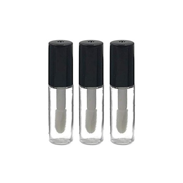 VASANA Lot de 12 flacons vides de 3 ml pour gloss à lèvres - Mini flacons rechargeables pour gloss à lèvres - Avec pinceau à 