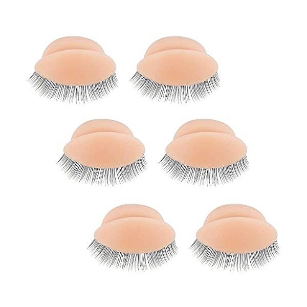 Lot de 3 paires de paupières de rechange amovibles et réalistes avec faux cils, tête de mannequin pour entraînement de cils