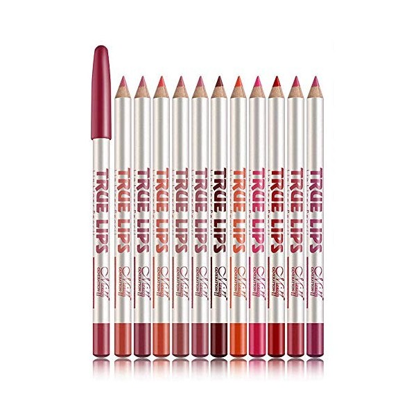 12 PCS/Lot Crayon à Lèvres Crayon Outils étanche Lip Liner Maquillage de Longue Durée Multicolore Rouge à Lèvres Brillant à L