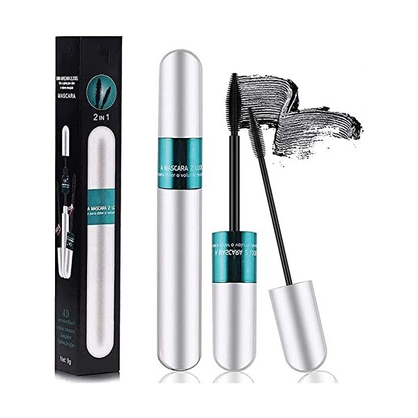 Lash Cosmetics Vibely Mascara,4D Silk Fiber Eyelash Mascara | Extra Long Thick & Voluminous Lash Mascara,2 in 1 Thrive Mascar